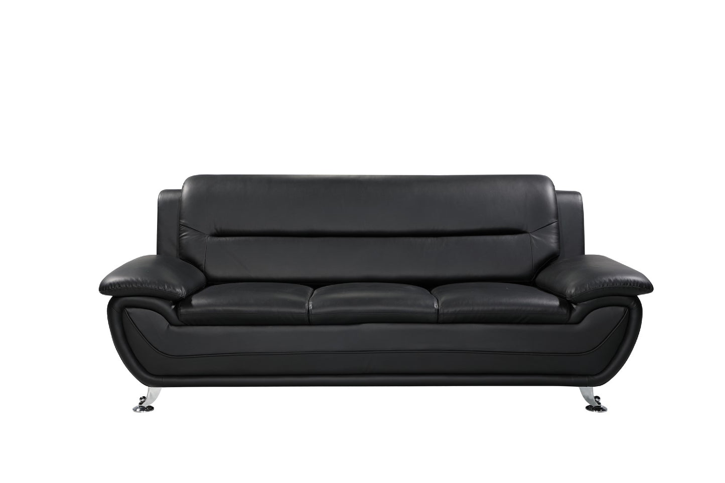 22 - 1089 - BL Leather 3 Seat Sofa