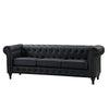 22 - 1209 - BL Leather 3 Seat Chesterfield Sofa