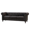 22 - 1209 - BL Leather 3 Seat Chesterfield Sofa