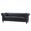 22 - 1209 - BL Leather 3 Seat Chesterfield Sofa