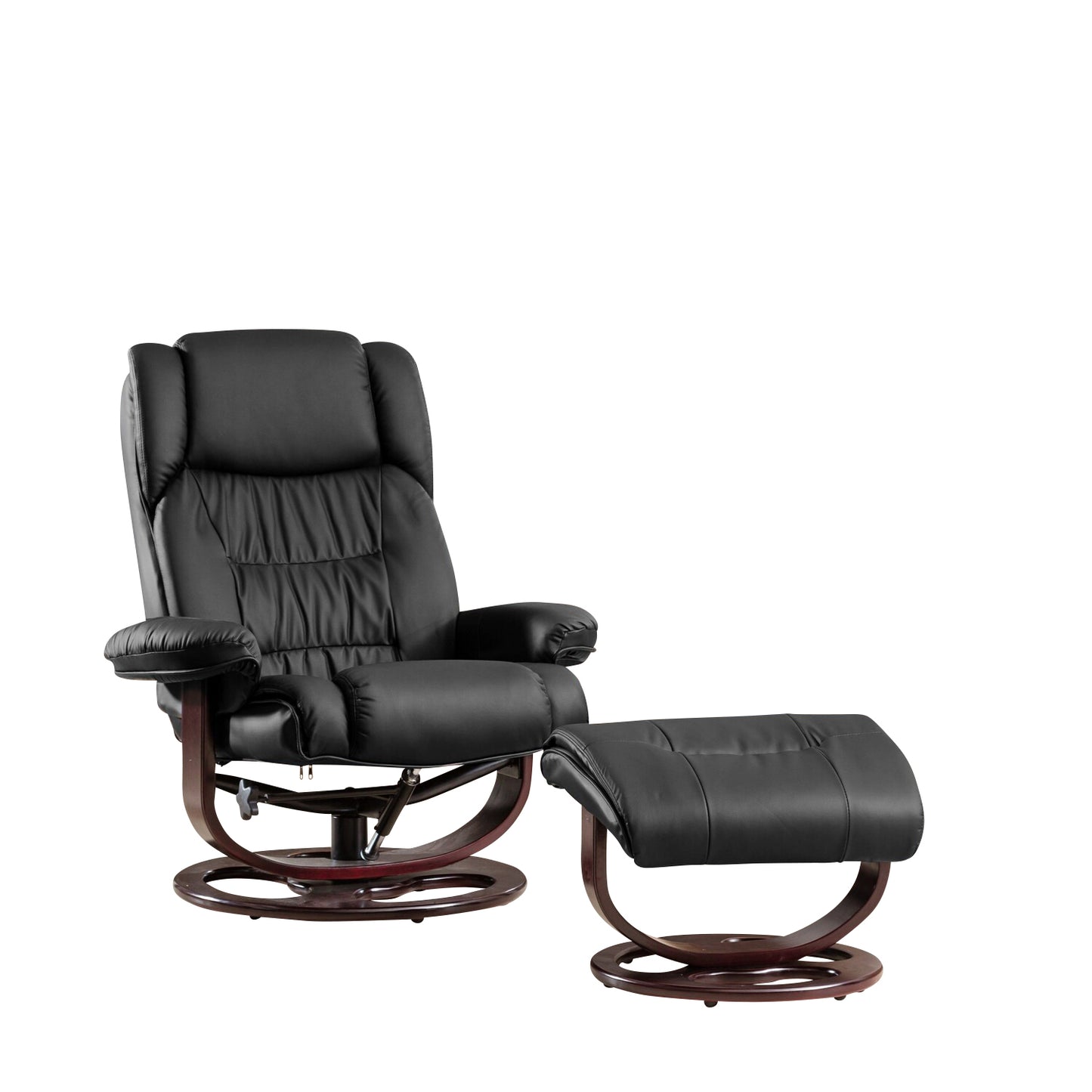 BB - 7655 - BL Leather Swivel Recliner Chair + Stool