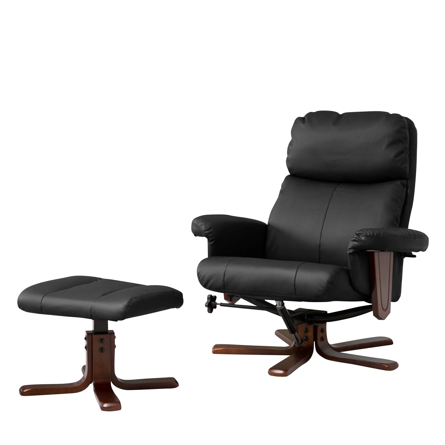 BB - 7765 - BL Leather Swivel Recliner Chair + Stool
