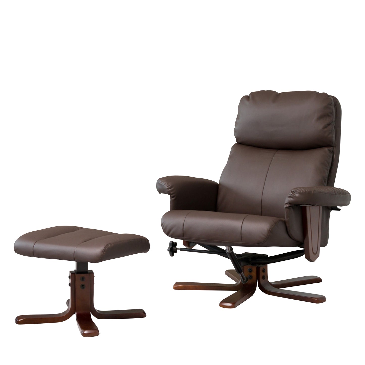 BB - 7765 - BL Leather Swivel Recliner Chair + Stool