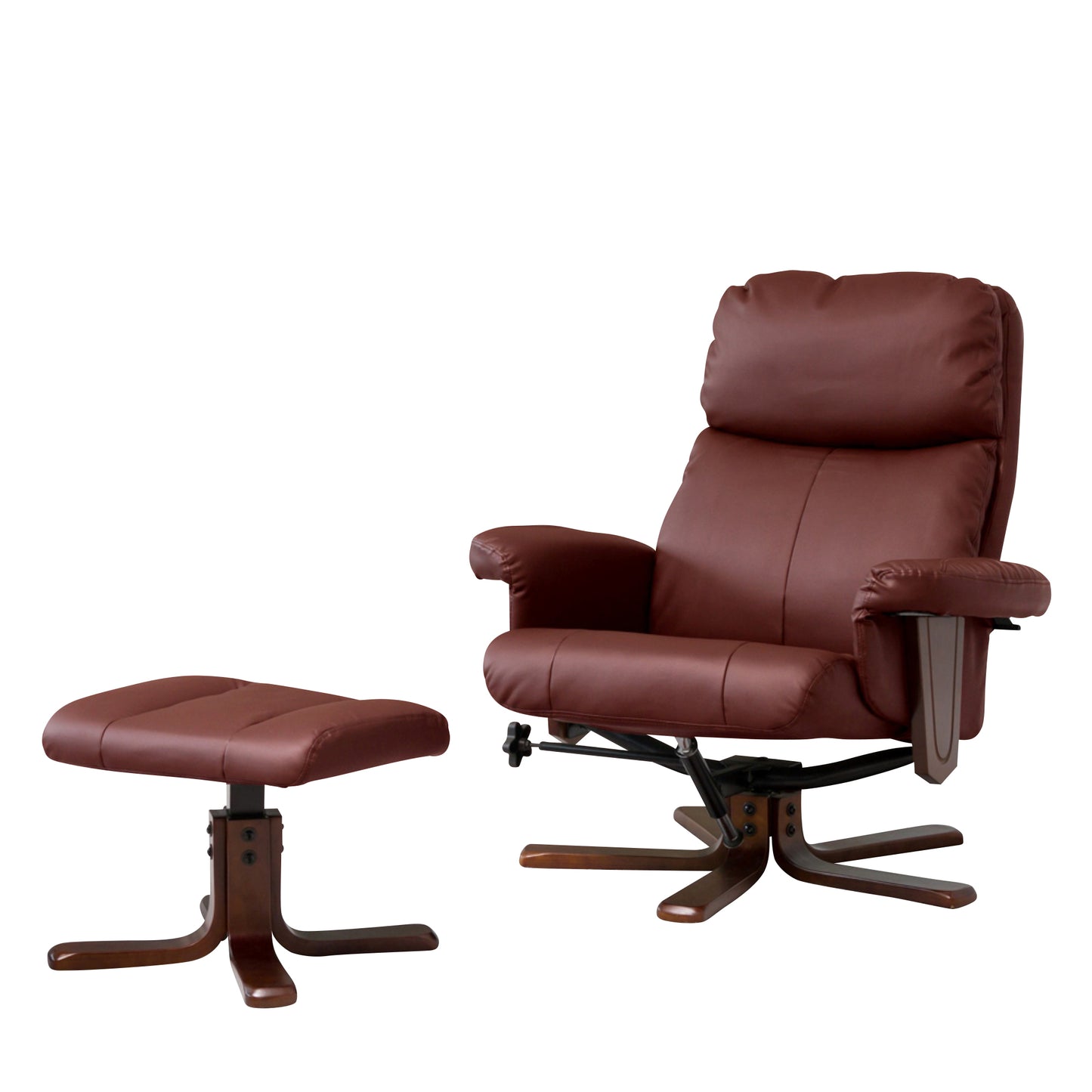 BB - 7765 - BL Leather Swivel Recliner Chair + Stool