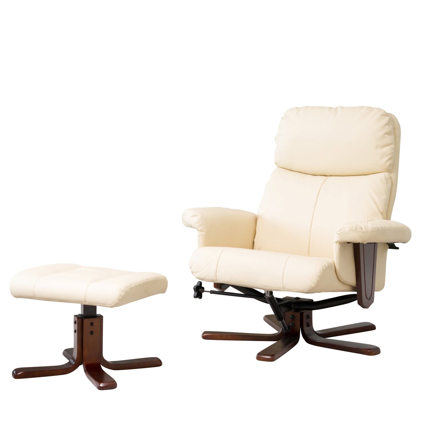BB - 7765 - BL Leather Swivel Recliner Chair + Stool