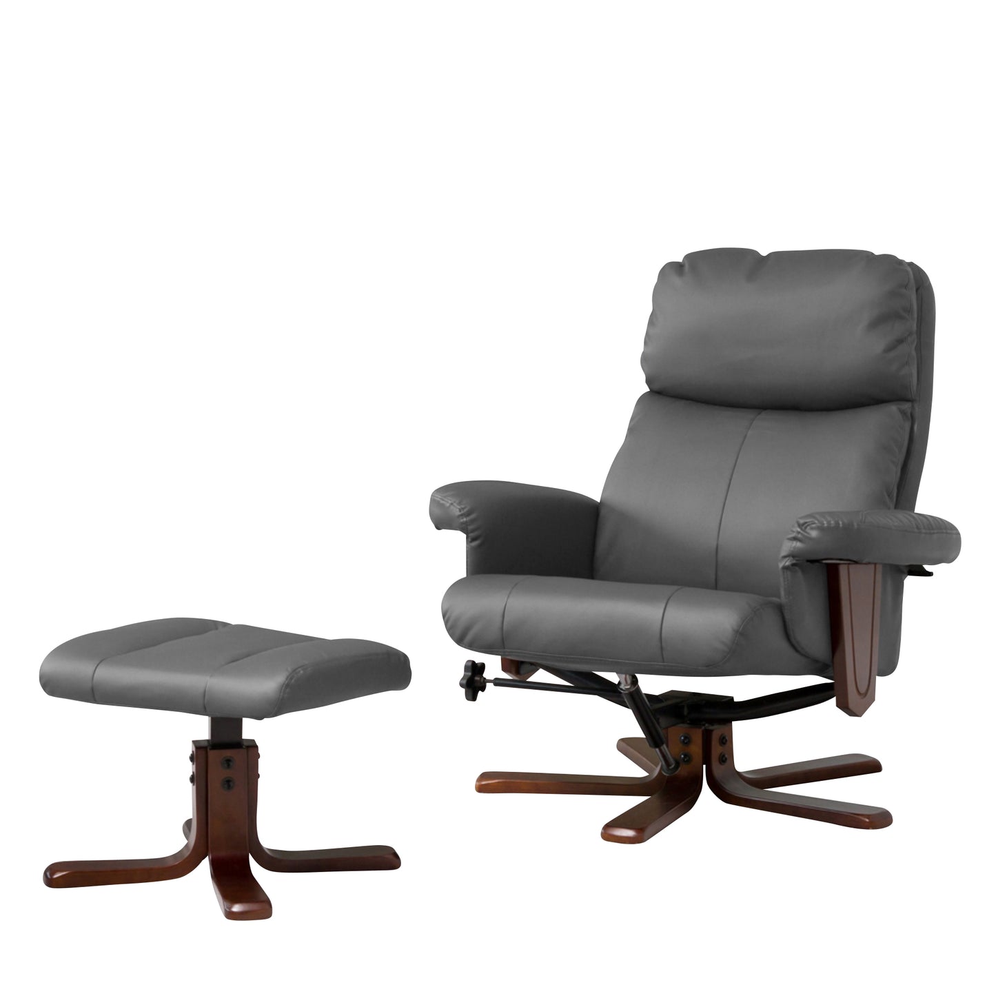 BB - 7765 - BL Leather Swivel Recliner Chair + Stool