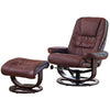 BB - 7657AF - BL Leather Heat & Massage Swivel Recliner + Stool