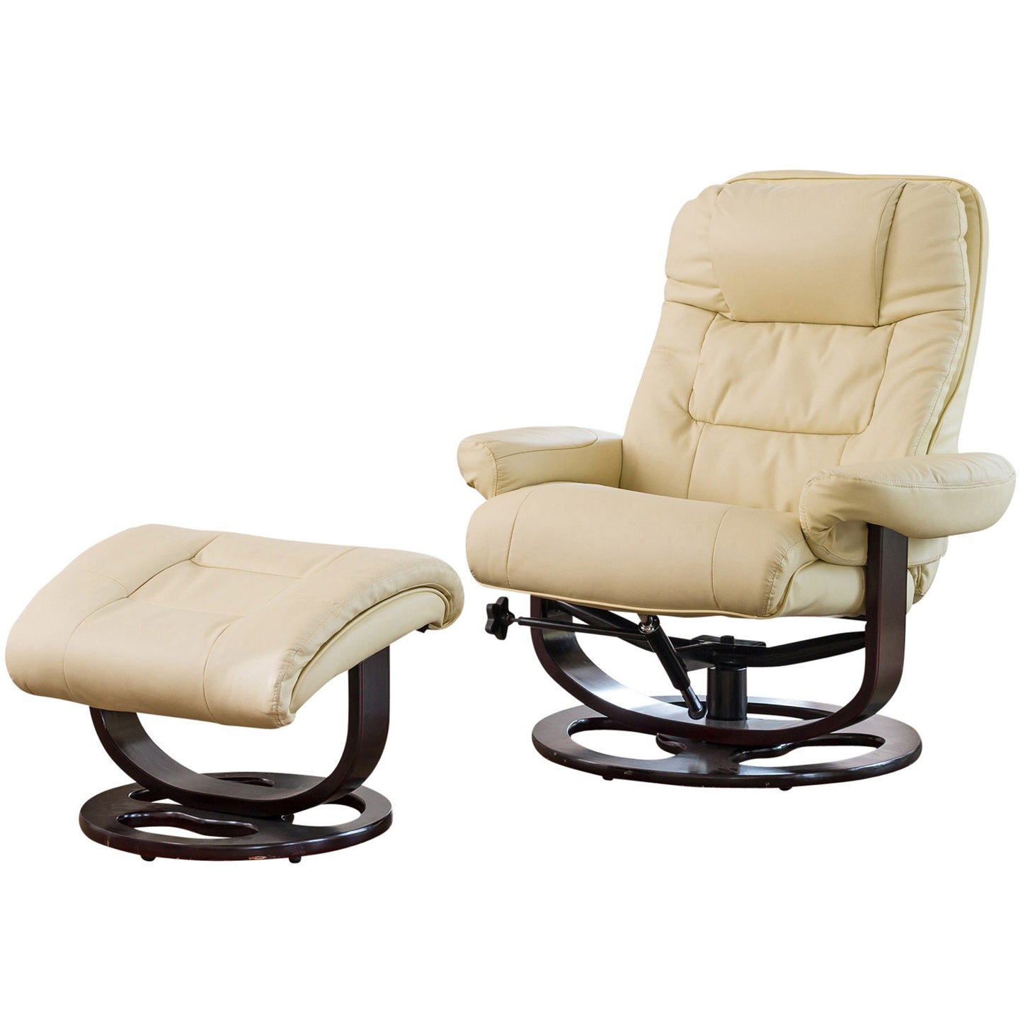 BB - 7657AF - BL Leather Heat & Massage Swivel Recliner + Stool