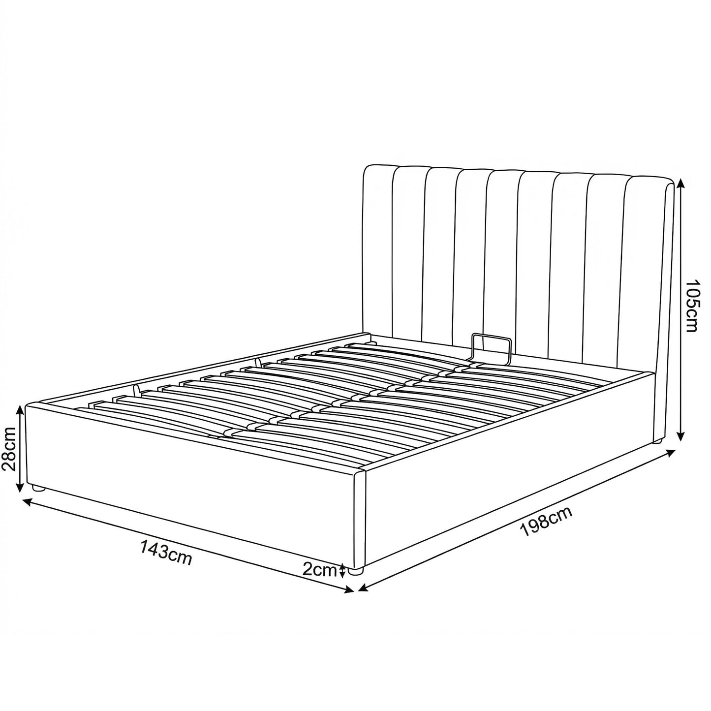 MM - 24204 - LF Fabric Double Ottoman Bed Frame