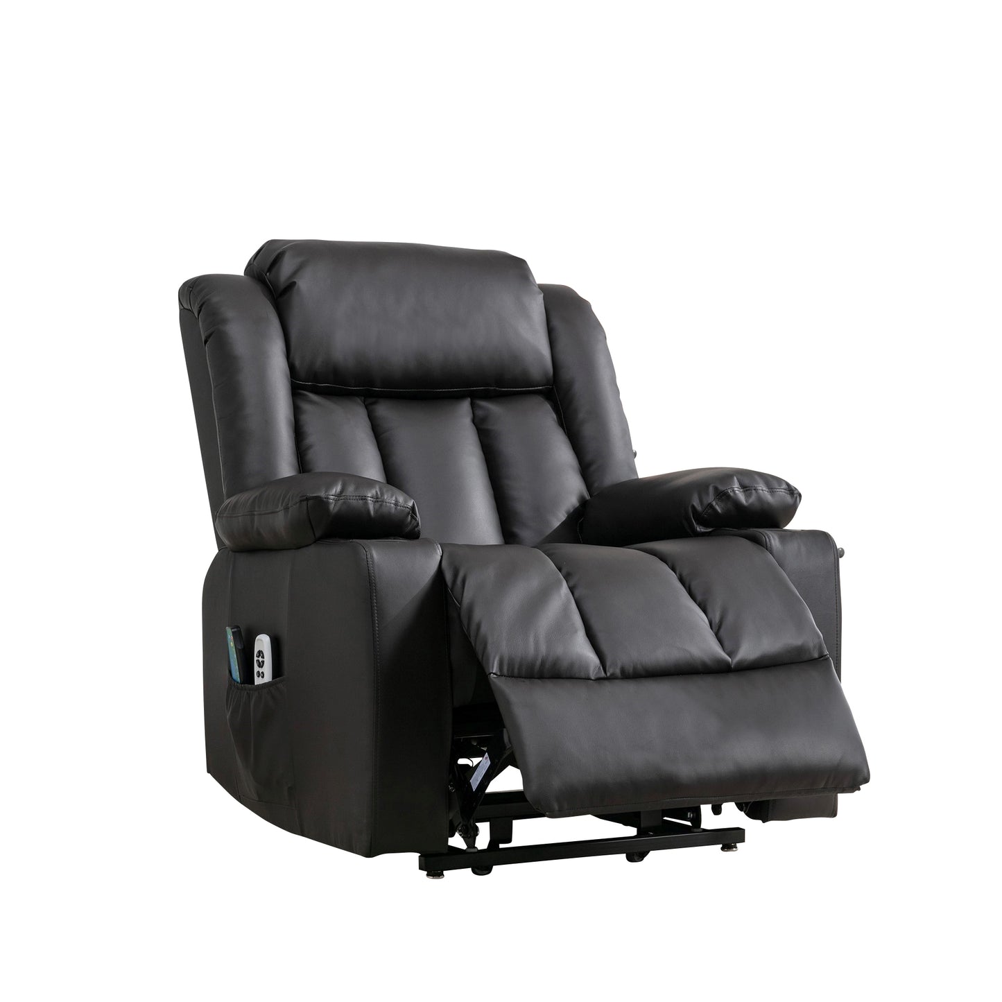 LL - 5065A - BL Leather Massage & Heat Electric Dual Motor Lift-Assist Riser Recliner Chair