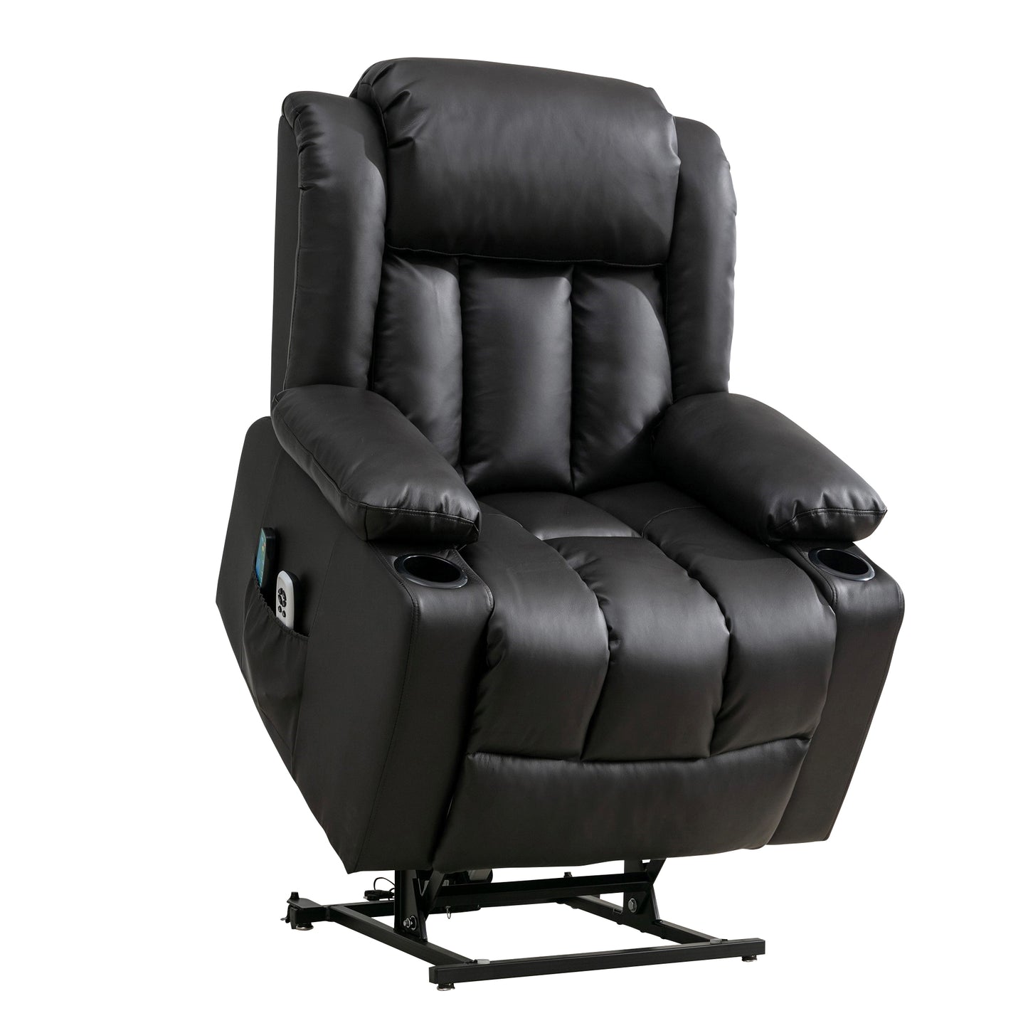 LL - 5065A - BL Leather Massage & Heat Electric Dual Motor Lift-Assist Riser Recliner Chair