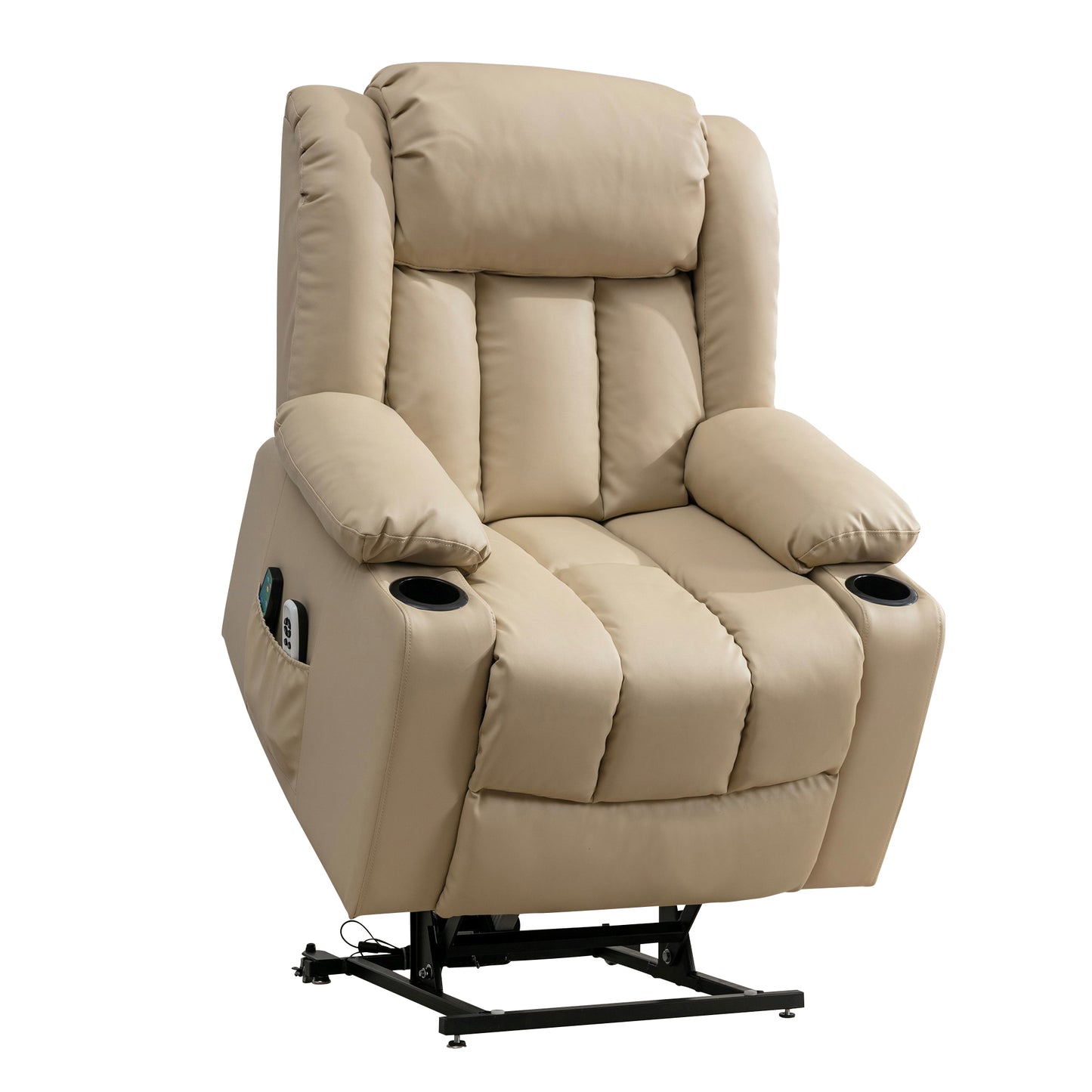 LL - 5065A - BL Leather Massage & Heat Electric Dual Motor Lift-Assist Riser Recliner Chair