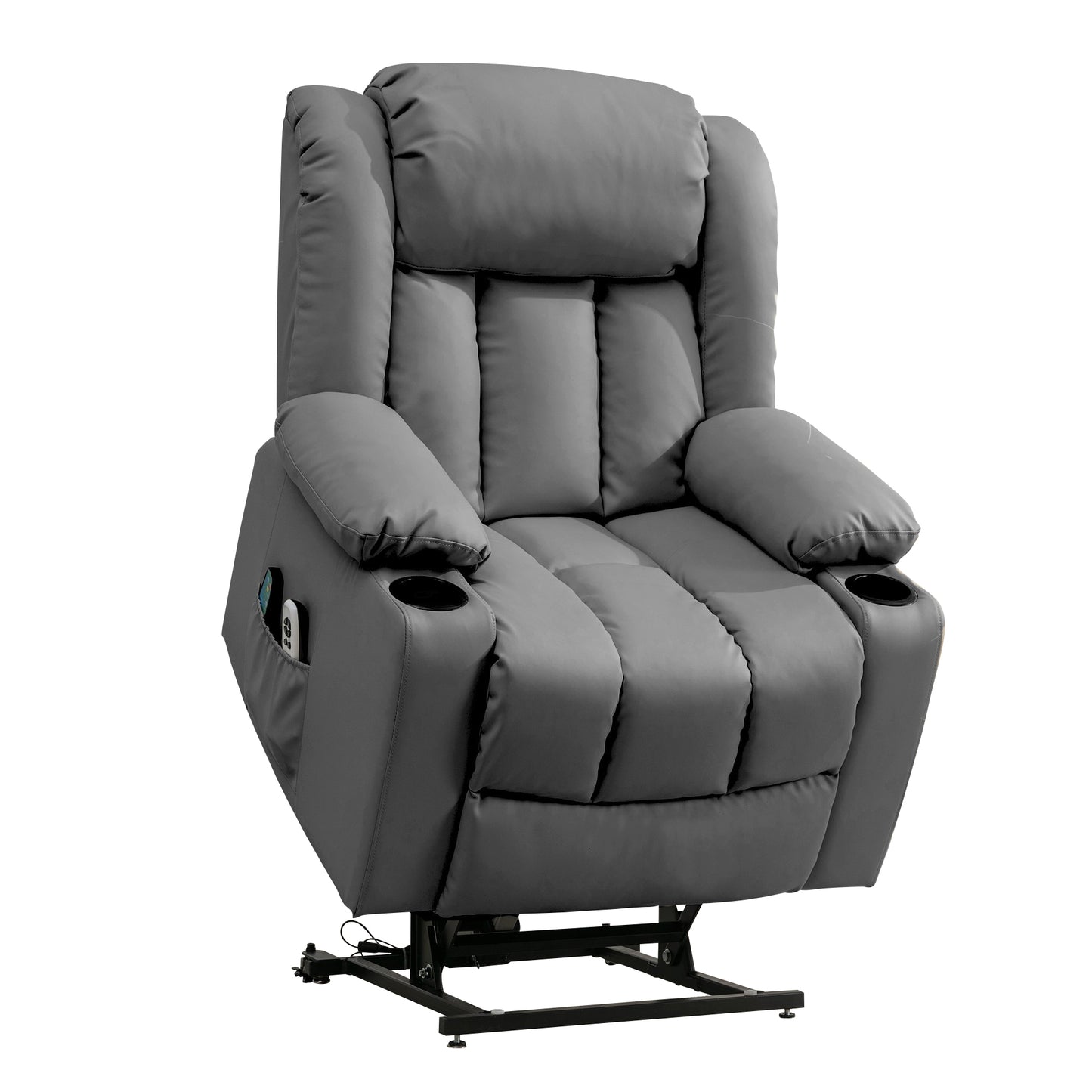LL - 5065A - BL Leather Massage & Heat Electric Dual Motor Lift-Assist Riser Recliner Chair