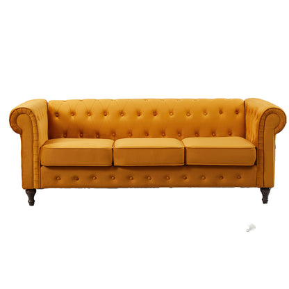 22 - 1209 - VF Velvet 3 Seat Chesterfield Sofa