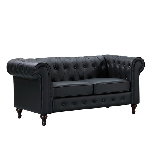 22 - 1209 - BL Leather 2 Seat Chesterfield Sofa
