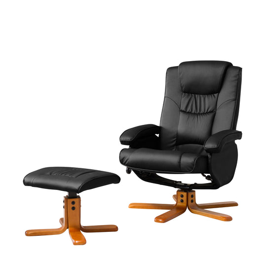 BB - 7650 - BL Leather Swivel Recliner Chair & Stool