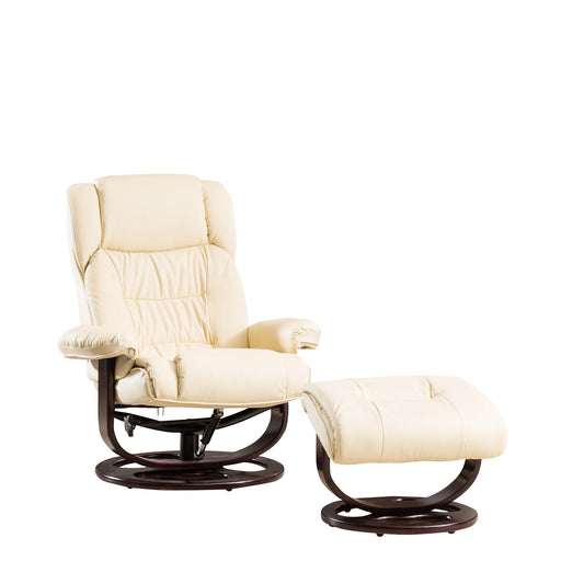 BB - 7655 - BL Leather Swivel Recliner Chair + Stool