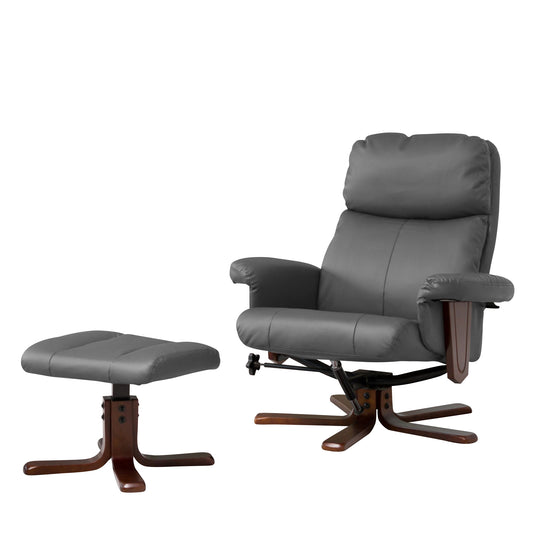 BB - 7765AF - BL Leather Heat & Massage Swivel Recliner Chair + Stool
