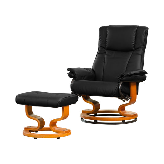 BB - 7684 - BL Leather Swivel Recliner Chair & Stool