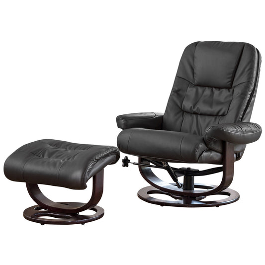 BB - 7657 - BL Leather Swivel Recliner & Stool
