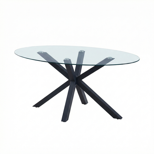 FF - 8109 - 160cm Glass Dining Table
