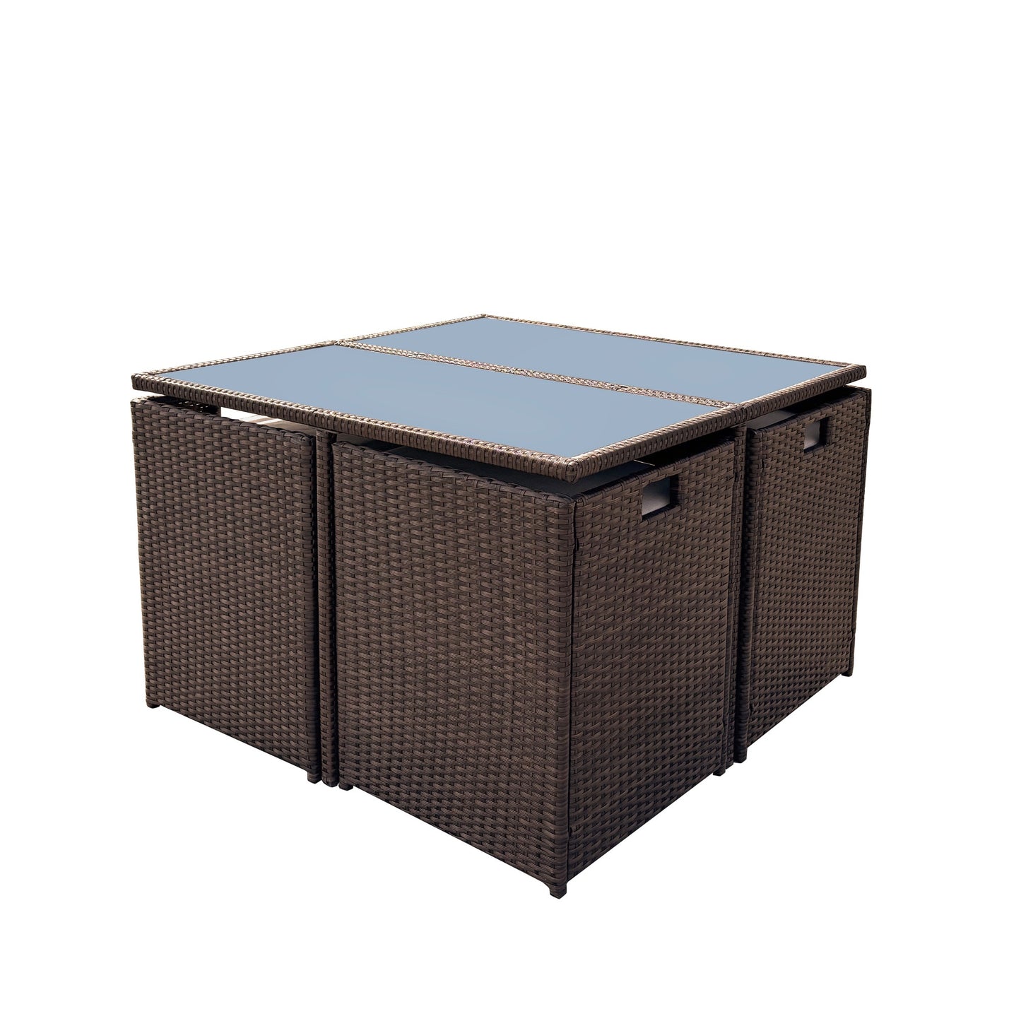 KK - 210016 - 9 Piece Rattan Cube Dining Set