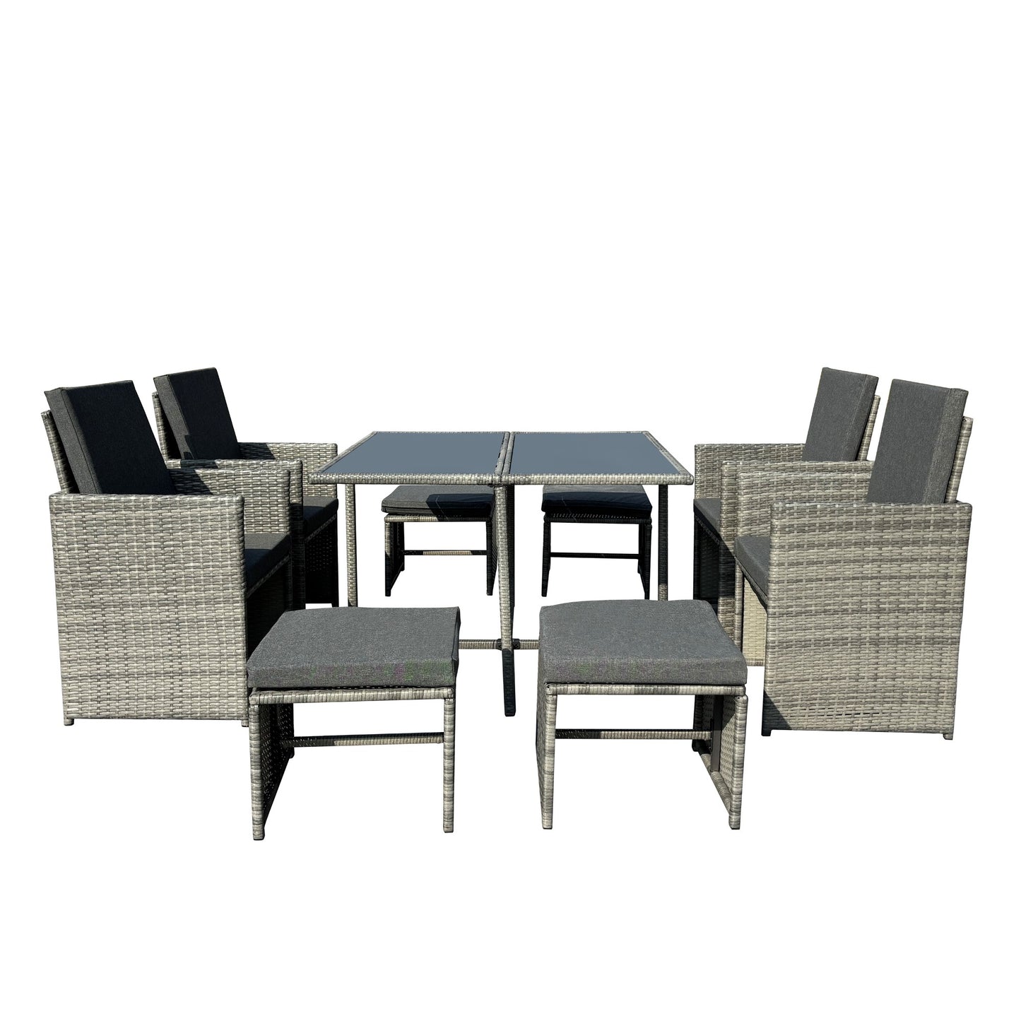 KK - 210016 - 9 Piece Rattan Cube Dining Set