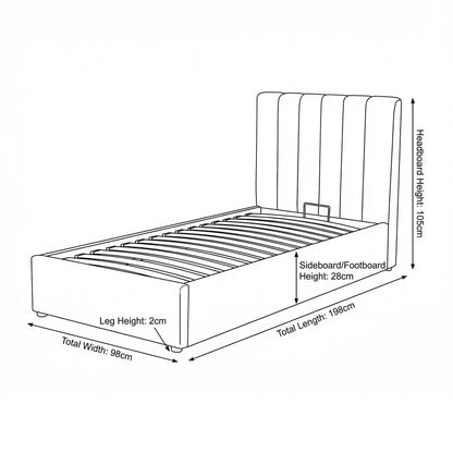MM - 24204 - LF Fabric Single Ottoman Bed Frame