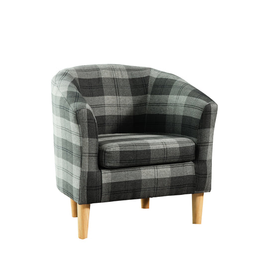 LL - 1974 - Chequered Fabric Tub Chair