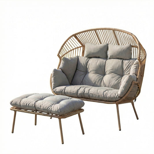 KK - 211365S - 2 Seat Egg Chair and Stool